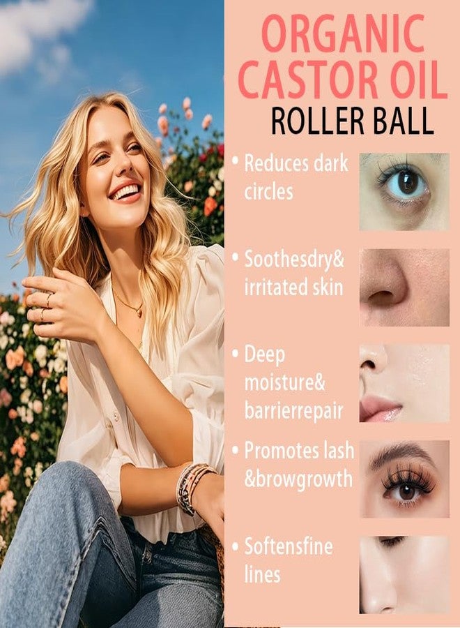 Aiwejay Organic Castor Oil Roll-On with Rose Quartz, 100% Pure Cold-Pressed & Unrefined, Hexane-Free, For skin, Eyebrows and Eyelashes, 50mL (1.7oz) - Image 3